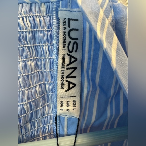 NWT Lusana Blue Striped Midi sundress - Picture 5 of 9